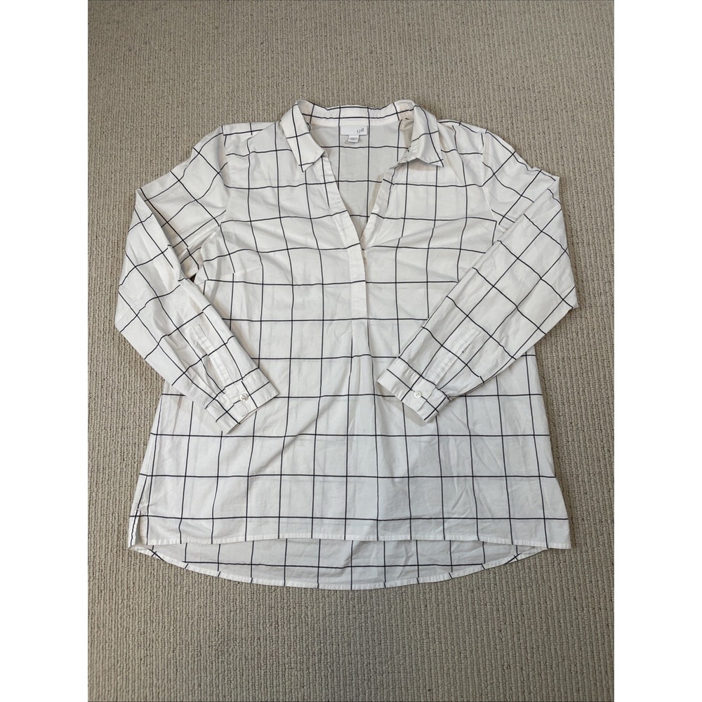 J. Jill Womens Petite Medium White Poplin Tunic Shirt
